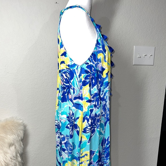 Lilly Pulitzer Tropical Print Fringe Tassel Dress Size Medium - Picture 6 of 13